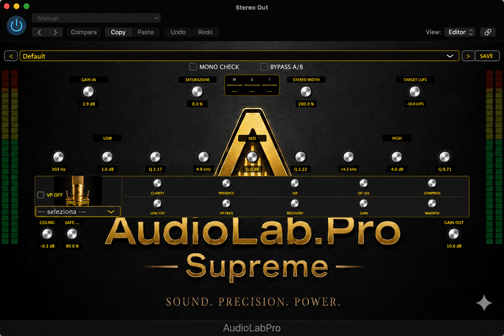 Interfaccia del plugin AudioLab.Pro Supreme