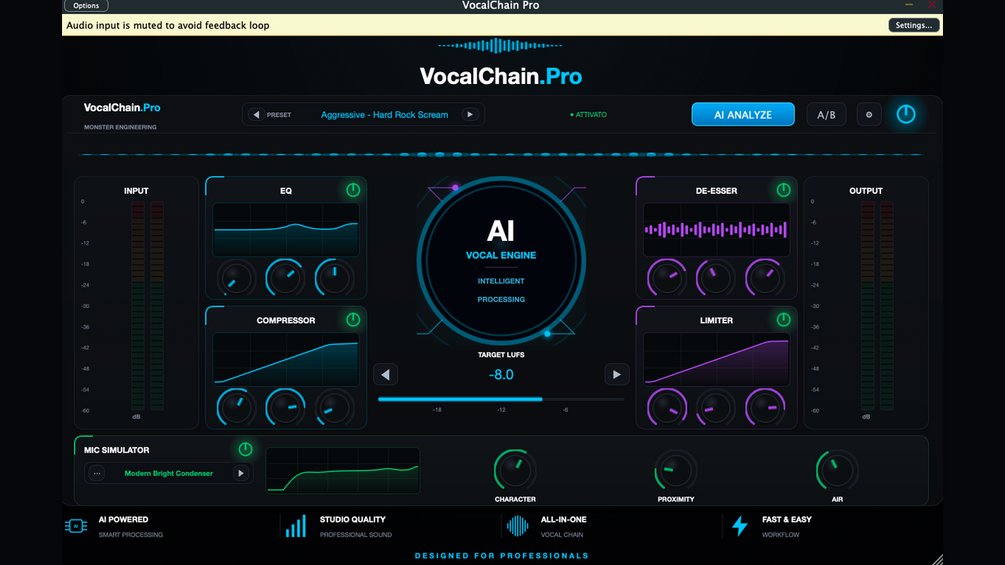 Interfaccia del plugin VocalChain.Pro